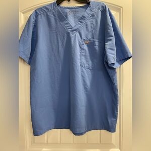 Figs Scrub Top Technical Collection Blue Leon Two Pocket Medical Size xl-xxl?